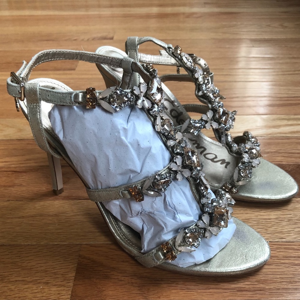 Sam Edelman Embellished Heeled Sandals - Sz 8